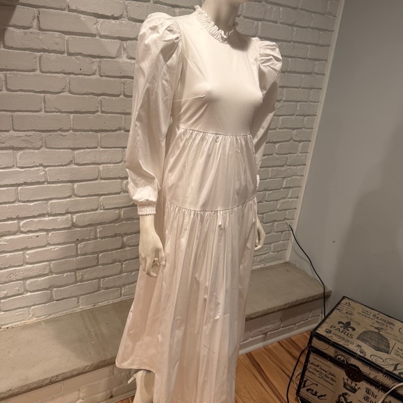 Danielle Bernstein White Boho Prairie Dress Sleeve Maxi Cottagecore Romantic - Picture 14 of 15